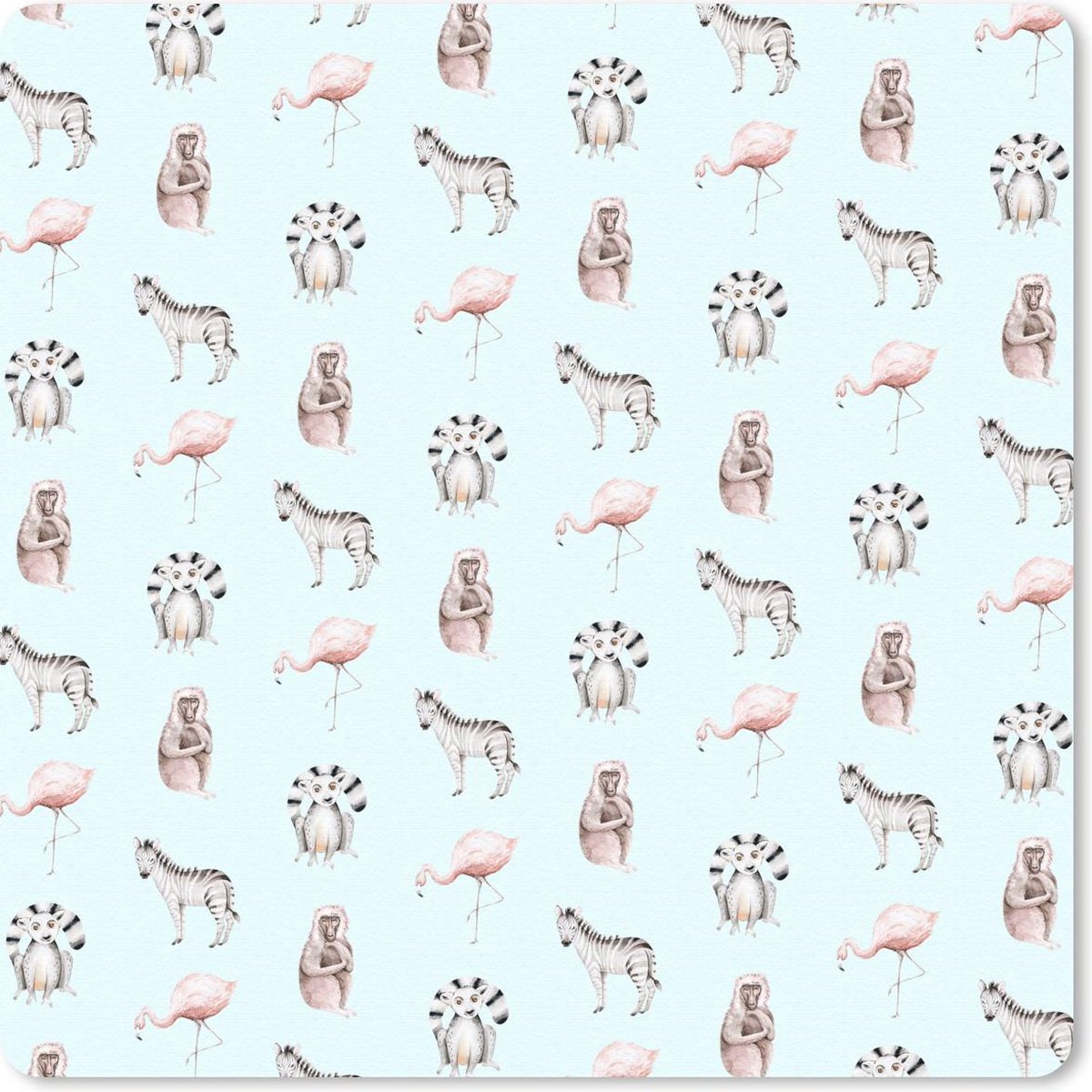 Muismat 30x30 cm - Mousepad Wilde dieren - Pastel - Patroon - Muismatten
