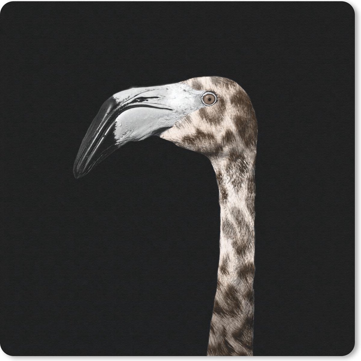 Muismat 30x30 cm - Mousepad Flamingo - Panterprint - Portret - Muismatten