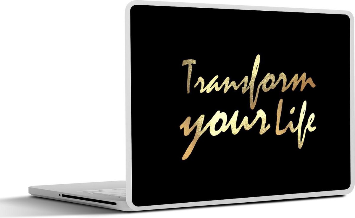 Laptop sticker - 12.3 inch - Quote - Leven - Goud - Zwart - 30x22cm - Laptopstickers - Laptop skin - Cover