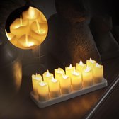KENN Oplaadbare Kaarsen - 12 Stuks - Warm Wit - 16 Uur Lichttijd - Met Afstandsbediening - Veilig & Duurzaam - Bewegende Vlam - Uitstekende Kwaliteit