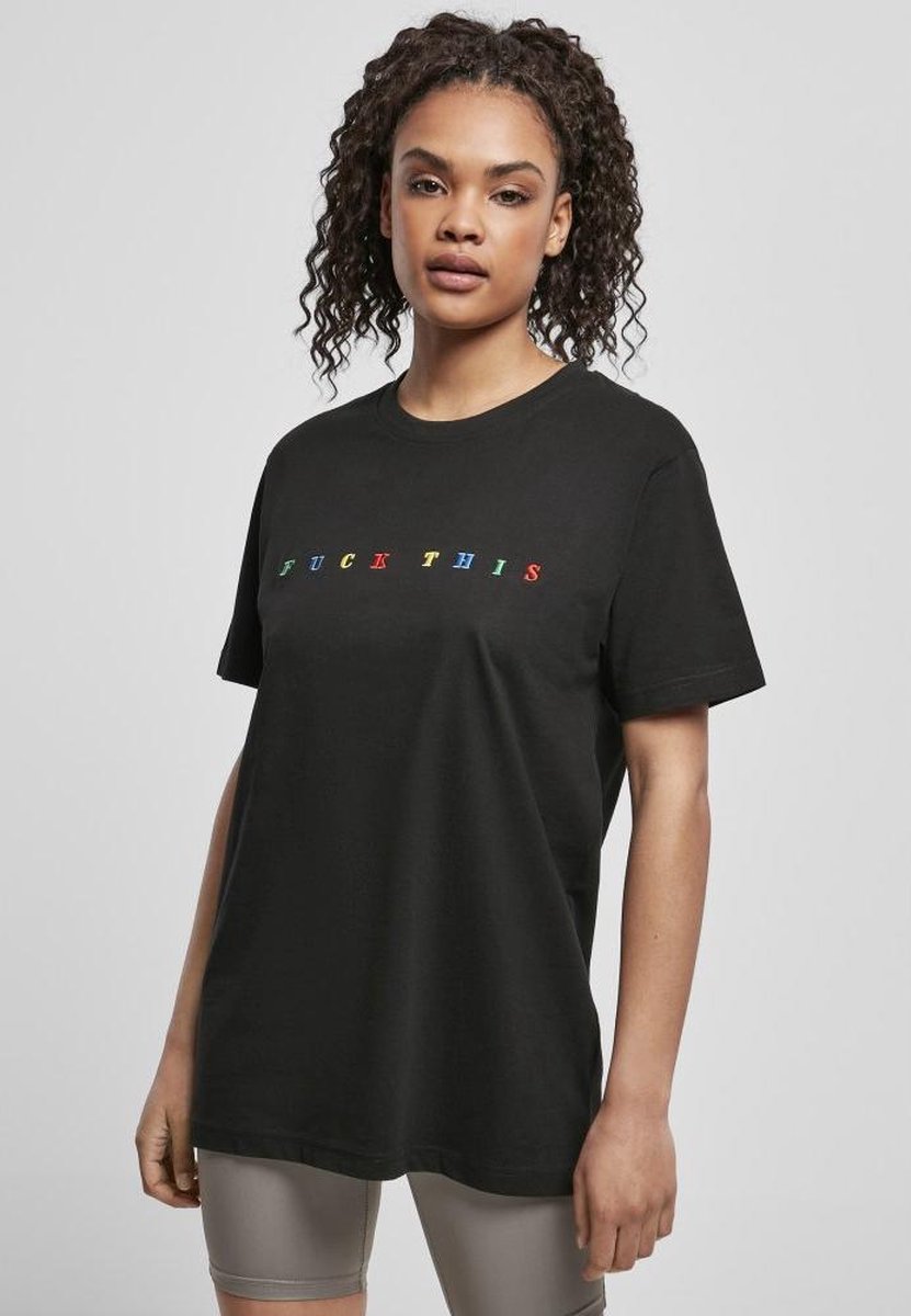 Urban Classics Dames Tshirt -XS- Fuck This Zwart