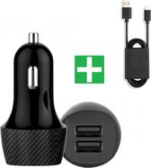 PowerCharge 2.4A Autolader USB Oplader Auto met USB-C Kabel - Sigarettenaansteker Auto Lader Adapter Dubbele USB Poort -Geschikt voor Samsung Galaxy A10/A11/A12/A21s/A51/A52/A52s/Note20/Note2