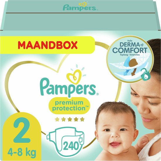Afbeelding van Pampers Premium Protection Luiers - Maat 2 (4-8kg) - 240 stuks - Maandbox