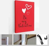 Itsallcanvas - Schilderij - Happy Valentines Day Cards. Handdrawn Romantic Lettering Art Vertical Vertical - Multicolor - 80 X 60 Cm