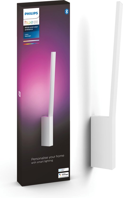 Philips Hue Liane Wandlamp - White and Color Ambiance - Gëintegreerd LED - Wit - 12W - Bluetooth