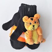 Kinderhandschoenen / Gebreide kinderhandschoenen met knuffeltje leeuwtje erop
