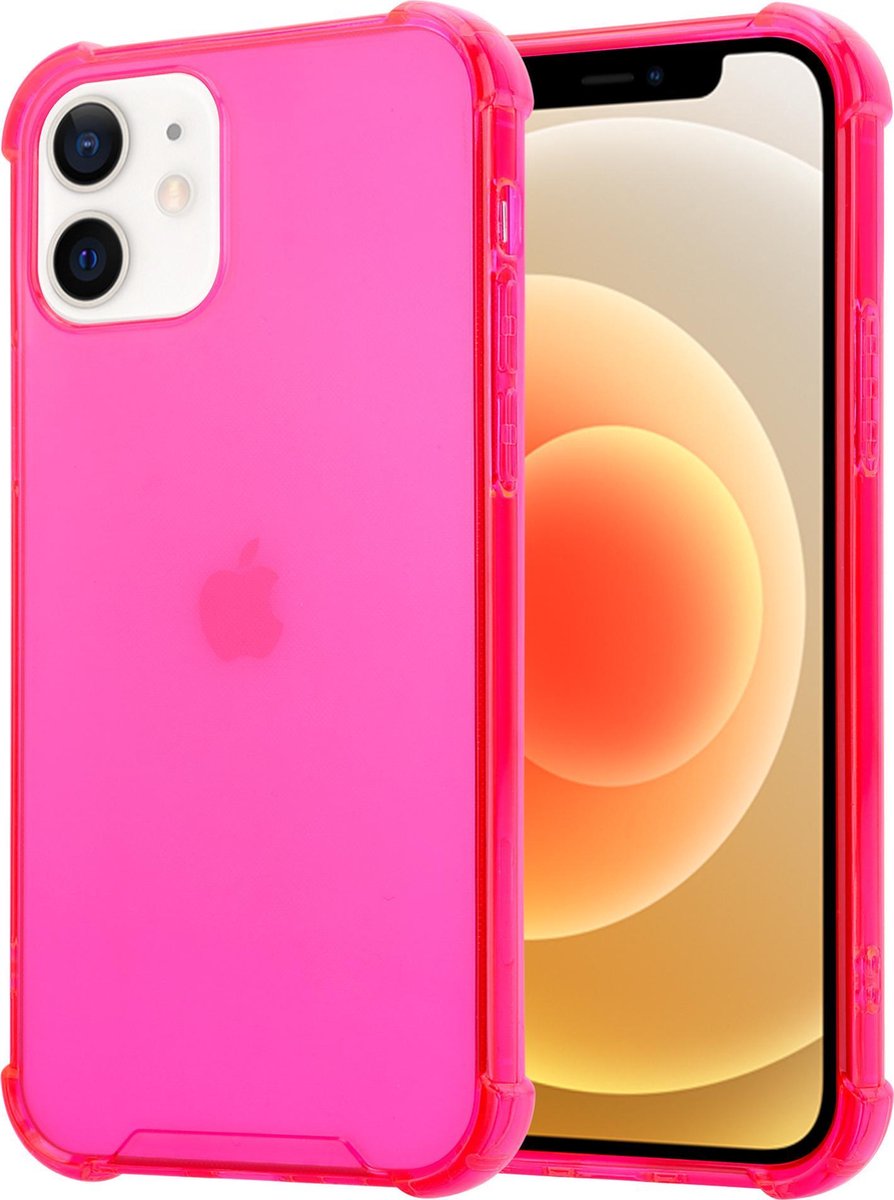 ShieldCase Shock case geschikt voor Apple iPhone 12 Mini - 5.4 inch - roze + glazen Screen Protector