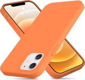 ShieldCase Silicone case geschikt voor Apple iPhone 12 Mini - 5.4 inch - oranje + glazen Screen Protector