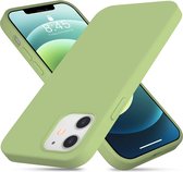 ShieldCase Silicone case geschikt voor Apple iPhone 12 Mini - 5.4 inch - lichtgroen + glazen Screen Protector