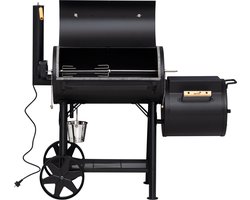 Mustang Off-set smoker Georgia L - Smoker Barbecue - 80 kg - 2 thermometers in de deksel- Zwart - Barbecue - Grilloppervlak 72x37 cm