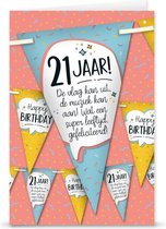 Wenskaart Vlaggenlijn '21 jaar' incl 3 meter Vlaggenlijn