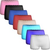 Dames boxershorts microfiber  met kant randje 8 pack one size