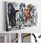 Seven Running Horses wildlife decorative pattern textured canvas acrylic artwork abstract oil painting 3D wallpaper - Modern Art Canvas - Horizontal - 1754614820 - 50*40 Horizontal