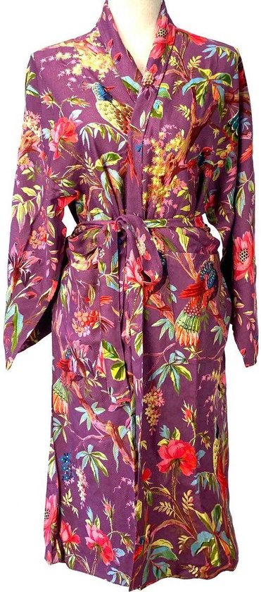 Kimono | Caftan | Imbarro | Taille unique | Impression de Paradise | Violet | Robe de chambre |