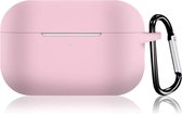 Apple AirPods Pro Hoesje Roze Met Clip - Roze - Siliconen - Case - Cover - Soft case