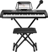Áengus A289 Clavier avec support, tabouret de piano et microphone - 61 touches