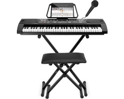 Keyboard Piano – Complete Set met Standaard, Pianokruk en Microfoon – 61 Toetsen -  Keyboard voor kinderen en volwassenen - Áengus A289