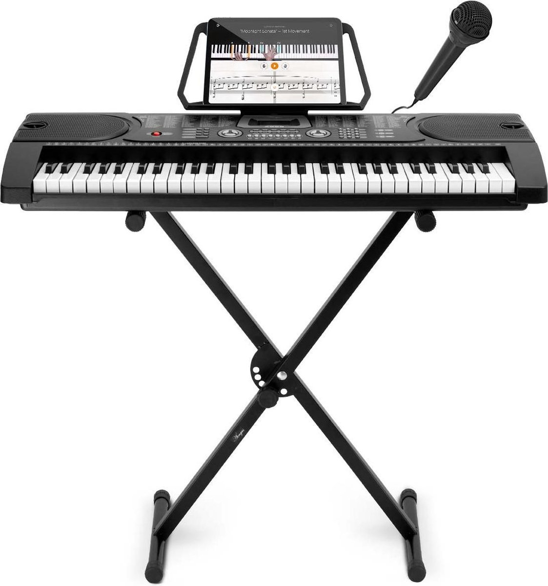 Piano Électrique 61 Touches avec Microphone Support Tabouret et