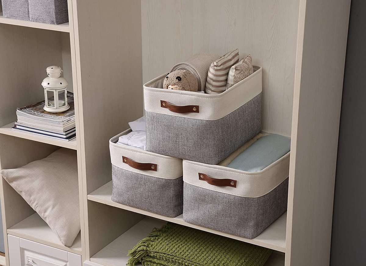 Aevcvok Aevcvok Opbergmand, 3-delige set, katoenen manden,36 x 25 x 22 cm, meng kleur