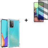Hoesje Samsung Galaxy A52s 5G - Samsung Galaxy A52s 5G Screenprotector - Tempered Glass - Samsung Hoesje Transparant Shock Proof + Privacy Screenprotector Tempered Glass