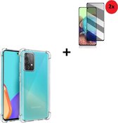 Hoesje Samsung Galaxy A52s 5G - Samsung Galaxy A52s 5G Screenprotector - Tempered Glass - Samsung Hoesje Transparant Shock Proof + 2x Privacy Screenprotector Tempered Glass