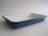 Emaille ovenschaal - 35 x 20 cm - blauw gespikkeld