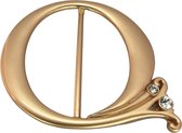 Sjaal ring-Parelmoer mat goudkleur in vorm van trompet met 2 zirkonia -handige ring voor - Sjaal - Sarong - omslagdoek - vast te zetten zonder gaatjes maken.