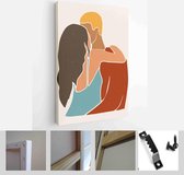 Set of abstract man and female shapes and silhouettes. Abstract couple portraits in pastel colors. Collection of contemporary art posters - Modern Art Canvas - Vertical - 182330296