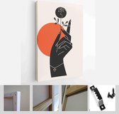 Abstract poster collection with hand holding flowers, insects, reptilies: bug, snake. Set of contemporary scandinavian print templates - Modern Art Canvas - Vertical - 1811567389 - 50*40 Vert