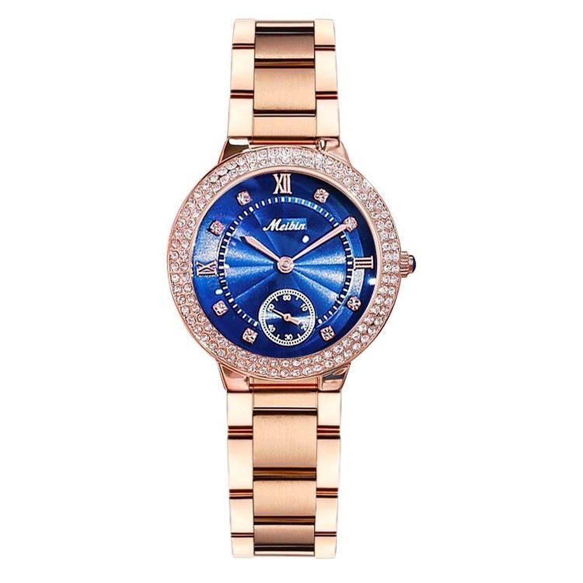 Longbo - Meibin - Dames Horloge - Rosé/Blauw - 32mm (Productvideo)