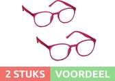 Computer bril - roze rond sterkte +1.5 - 2 stuks - blauw licht filter - blue blocker leesbril