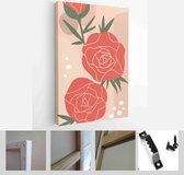 Set of backgrounds for social media platform, instagram stories, banner with abstract shapes,still life, peony, vases and woman shape - Modern Art Canvas - Vertical - 1727902054 - 50*40 Verti