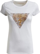 Guess SS Ghost Leopard Logo R3 Dames T-Shirt - Maat L