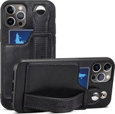 GSMNed – iPhone XR Zwart – hoogwaardig Leren PU Wallet – iPhone XR Zwart – Card case – Met Handgreep – shockproof