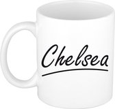 Chelsea naam cadeau mok / beker sierlijke letters - Cadeau collega/ moederdag/ verjaardag of persoonlijke voornaam mok werknemers