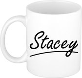 Stacey naam cadeau mok / beker sierlijke letters - Cadeau collega/ moederdag/ verjaardag of persoonlijke voornaam mok werknemers