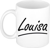 Louisa naam cadeau mok / beker sierlijke letters - Cadeau collega/ moederdag/ verjaardag of persoonlijke voornaam mok werknemers