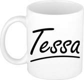 Tessa naam cadeau mok / beker sierlijke letters - Cadeau collega/ moederdag/ verjaardag of persoonlijke voornaam mok werknemers
