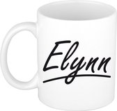 Elynn naam cadeau mok / beker sierlijke letters - Cadeau collega/ moederdag/ verjaardag of persoonlijke voornaam mok werknemers