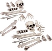 Zak met skelet schedel en botten - 24-delig - Halloween/horror thema kerkhof decoratie