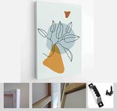 Modern Abstract Art Botanical Wall Art. Boho. Minimal Art Flower on Geometric Shapes Background. Painting Wall Pictures Home Room Decor - Modern Art Canvas - Vertical - 1952272894