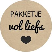 Kraft stickers pakketje vol liefs Ø40mm - 48 stuks | etiketten | inpakken | inpakmaterialen