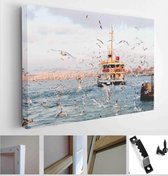 ISTANBUL, TURKEY - FEBRUARY 19, 2015: Istanbul winter a day. Istanbul ferry sailing in to Bosporus Sea in winter - Modern Art Canvas - Horizontal - 255969718 - 80*60 Horizontal