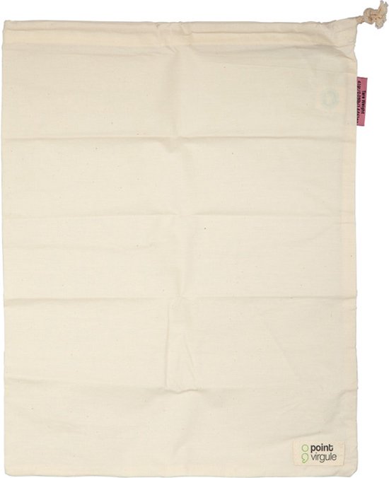 Point-Virgule  Herbruikbare broodzak katoen   - Beige - Opvouwbaar - Large (32 x 47 cm)