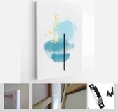 Blue and Gold Abstract Watercolor Compositions. Set of soft color painting wall art for house decoration or invitations - Modern Art Canvas - Vertical - 1965185254 - 115*75 Vertical