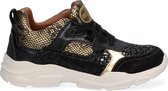 Braqeez Renee Run Meisjes Lage Sneakers - Zwart/Goud - Suède - Veters