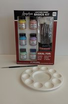 Leerverf -  Basis Pastel Set 102 voor leer verven – 5 kleuren inclusief mengpalet en RUAN creatief penseel 29,5 ml