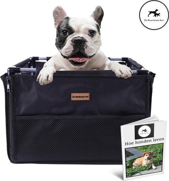 Luxe Autostoel hond zwart - 40x40cm Inclusief opbergtas en E-Book - Reisbench hond - Hondenmand auto - Autobench voor hond - Hondenstoel auto