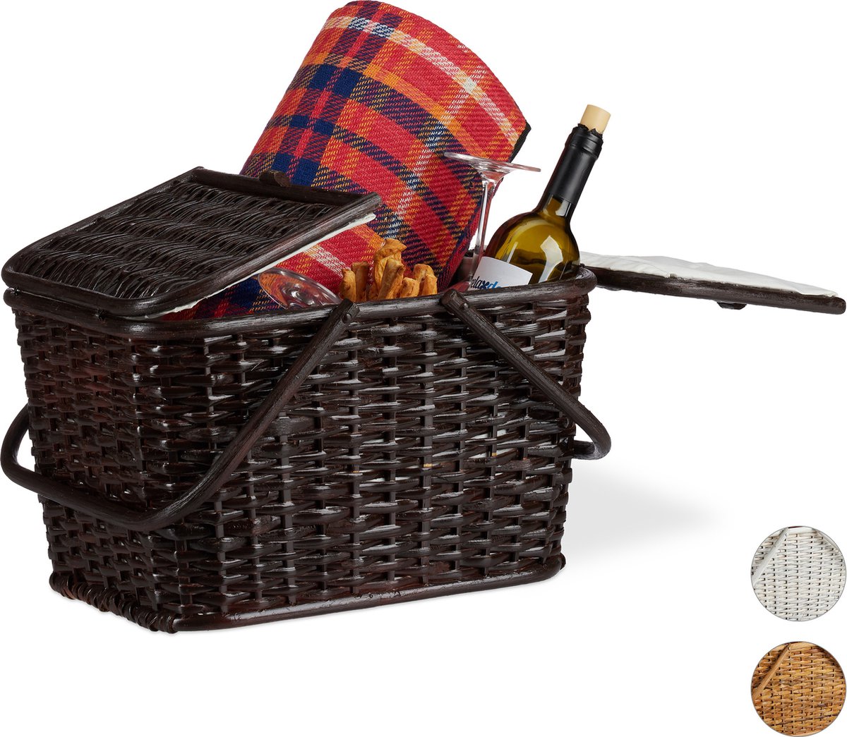 Picknickmand | picknickmand met deksel | grijze rotan picknickmand