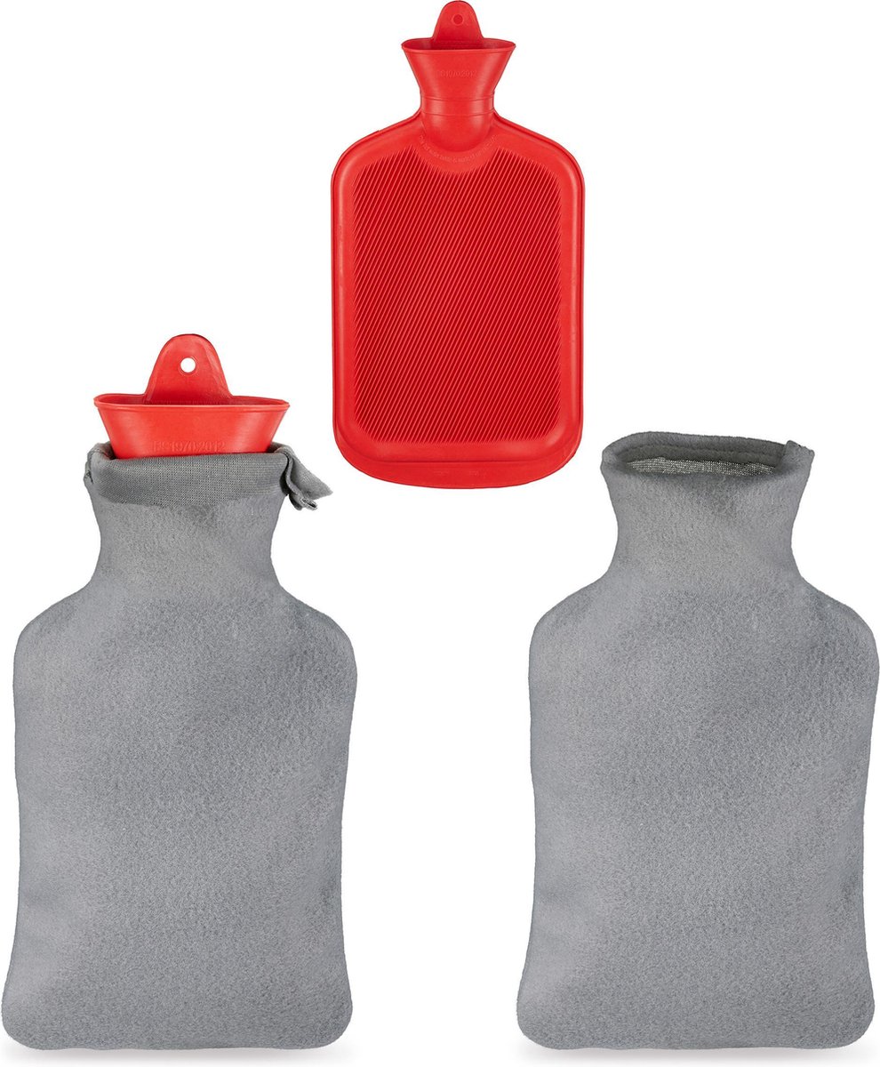Goedkoopste 2x kruik met hoes - warmwaterkruik - rubber - 1,5L - bedkruik - waterkruik